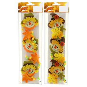Bunte Herbstgirlande mit Vogelscheuchen aus Filz, 120 cm lang, für herbstliche Dekoration.