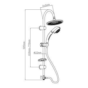 Eisl Duschsystem Sommerregen Chrom, Brauseset mit Kopf- und Handbrause, Maßeinteilung.