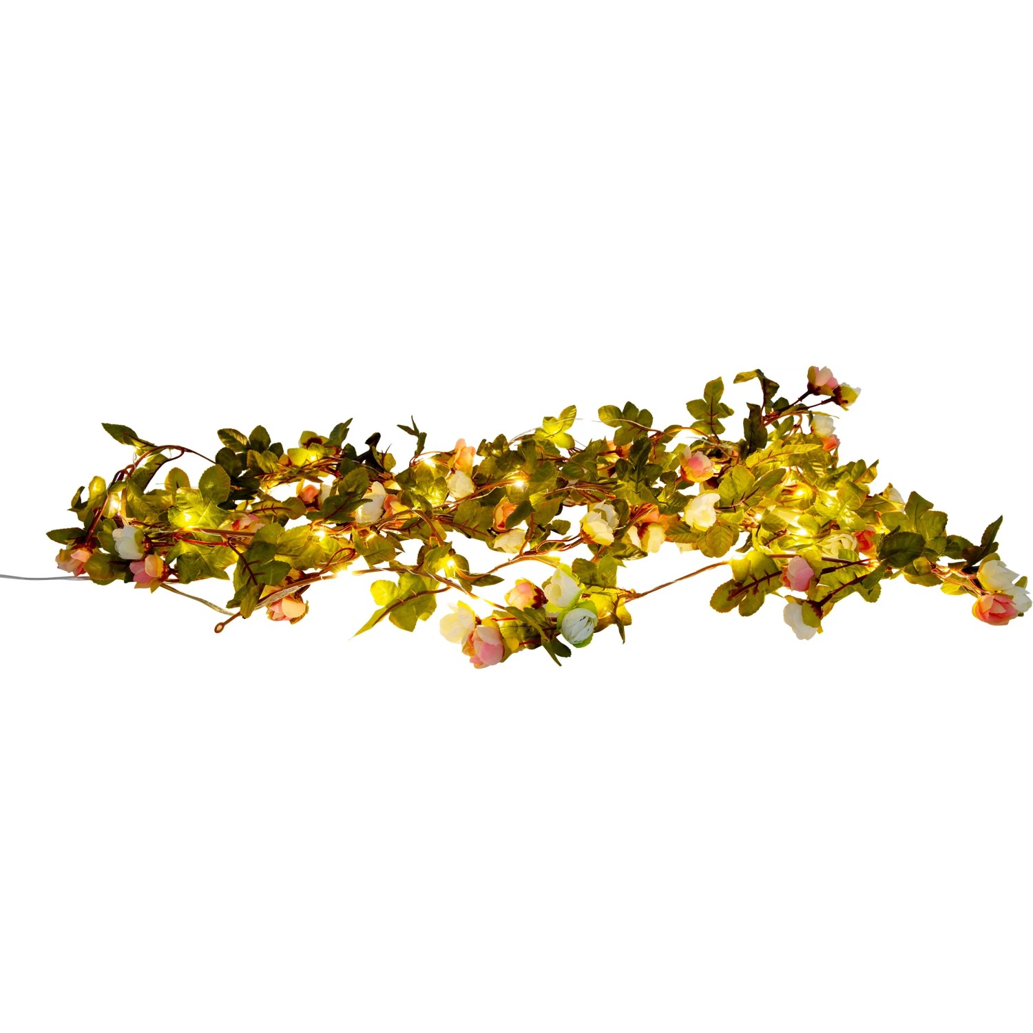 Näve LED-Lichterkette Röschen mit Blüten und Blättern für den Innen- und Außenbereich.
