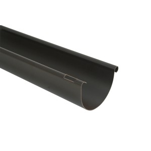 Braune Marley Dachrinne RG 100, halbrunde Kunststoff-Regenrinne, 1 Meter lang.