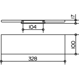 Technische Zeichnung Keuco Duschablage Edition 400, Aluminium Silber-Eloxiert, Maße in mm.