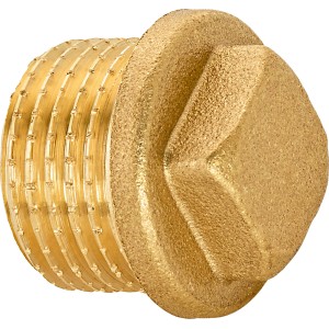 Messing Gewinde-Stopfen 21mm (R 1/2) mit Vierkantantrieb für Gewindefittings.