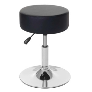 2er-Set Hocker C22 mit schwarzem Kunstlederbezug und verchromtem Gestell.