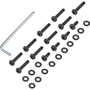 Montageset für Yunta Balkonset, 27-teilig, mit Schrauben, Unterlegscheiben und Inbusschlüssel.