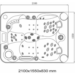 Draufsicht Home Deluxe Outdoor Whirlpool Beach Pure, Maße 210x155x83 cm, mit Massagedüsen.