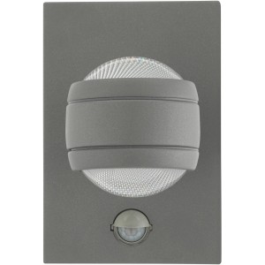 Eglo LED-Außenwandleuchte Sesimba, silberfarben mit Bewegungsmelder.