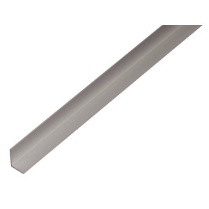 Silbernes, ungleichschenkliges Winkelprofil aus Aluminium, 19x22,8x2000 mm.