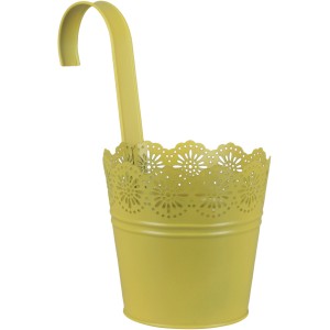 Grüner Zink-Hängetopf Crown, Ø 10,5 cm, lackiert. Ideal für Balkon und Garten.