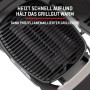 Schwarzer, porzellanemaillierter Guss-Grillrost des Weber Gasgrills Q1200N. Heizt schnell auf und hält Grillgut warm.