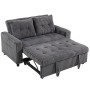 Dunkelgraues HOMCOM Schlafsofa aus Cordstoff, teilweise ausgezogen als Bett, mit zwei Kissen.