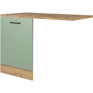 Flex-Well Geschirrspüler-Paket Cara in Schilfgrün/Artisan Eiche mit Arbeitsplatte und Griff.