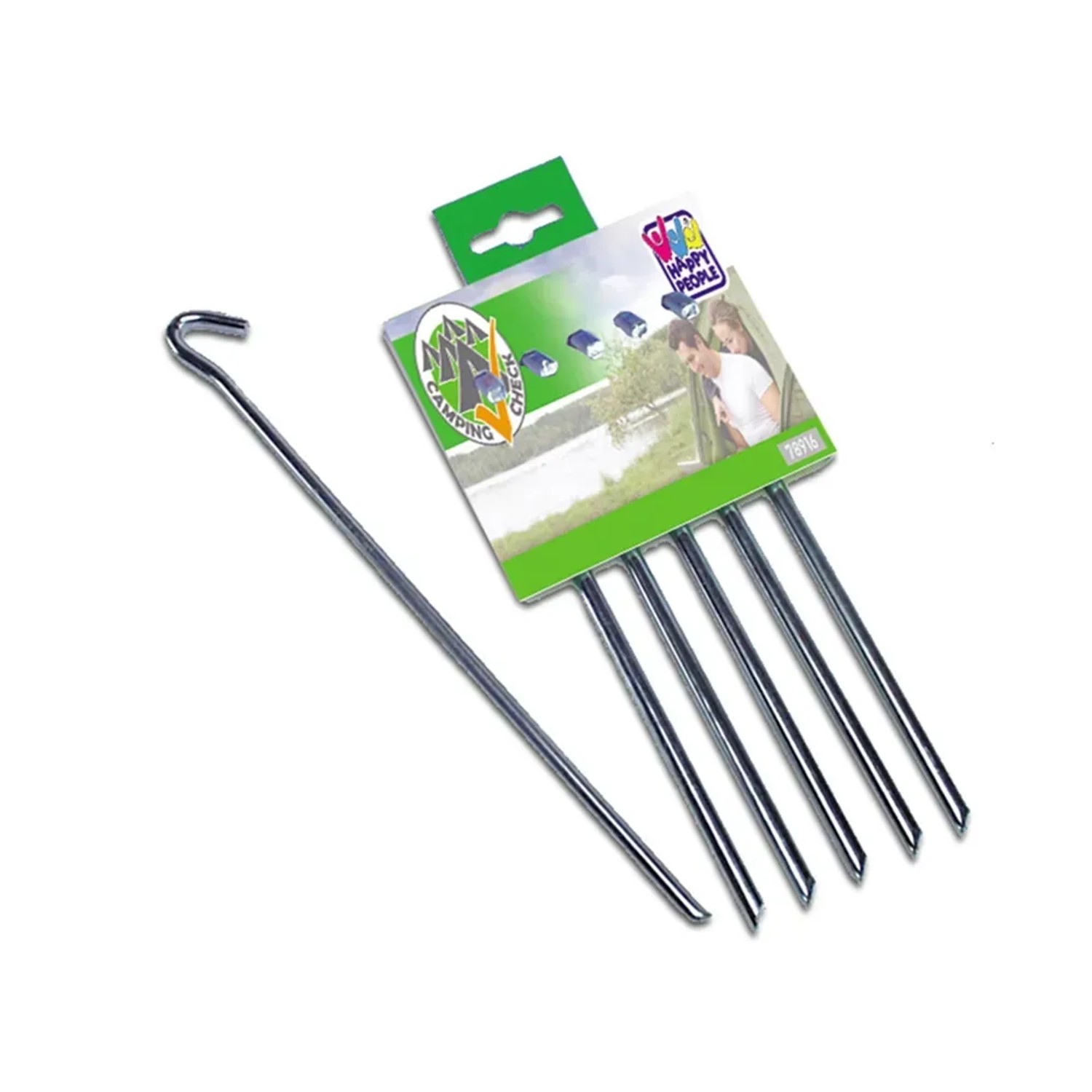 Set aus 5 verzinkten Dreikant-Zeltpflöcken für Camping, ca. 23 cm lang.