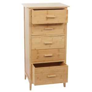 MCW Kommode M24, Badezimmerschrank aus Bambus mit 5 Schubladen.