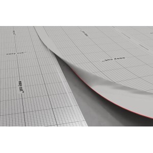 Selitac Laminat-/Parkettunterlage Basic+ 1,6 mm, grau, mit Rasterlinien und Feuchteschutz, ausgerollt. Trittschalldämmung.