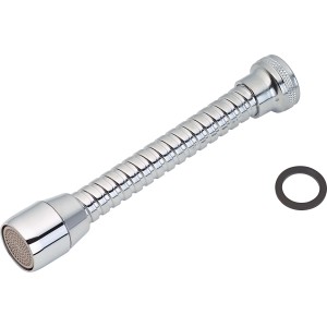 Verchromter Mischdüsen-Zwischenschlauch M22, 140 mm, flexibel für Küche und Bad.