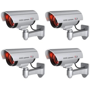 Basi Kameraattrappen KA 300, silberfarben, mit blinkendem LED-Licht, 4 Stück.