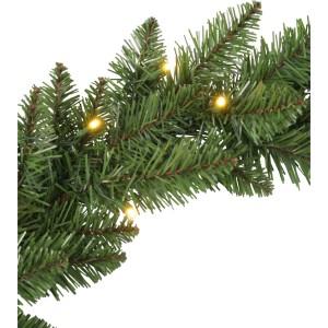 Grüne künstliche LED-Girlande New Fundy, 270 cm, mit warmweißen Lichtern für festliche Dekoration.