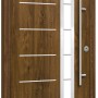 Splendoor Sicherheits-Haustür Berlin Prime RC2 Nussbaum, mit Edelstahl-Applikationen und Glaseinsatz.