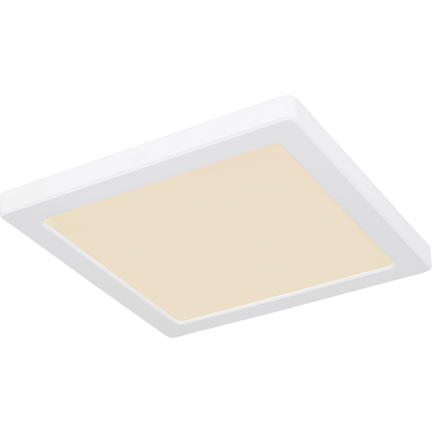 Weiße, quadratische LED-Deckenleuchte Lasse von Globo, 217x217x17 mm.