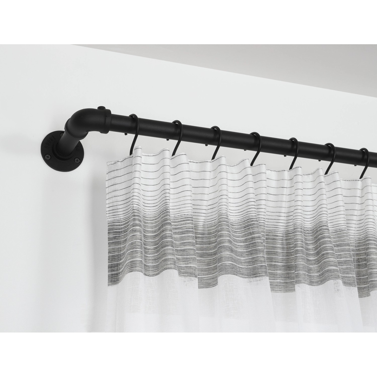 Gardinia Gardinenstange Industrial Home, Ø 25 mm, schwarz, 200 cm mit Vorhang.