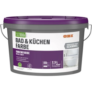OBI Bad- & Küchenfarbe, weiß-matt, 2,5 l, schimmelvorbeugend, für Innenräume.