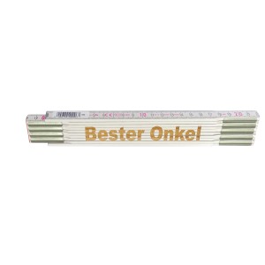 Stabila Zollstock mit Lasergravur "Bester Onkel", 2 m, aus Holz, für Messarbeiten und als Geschenkidee.