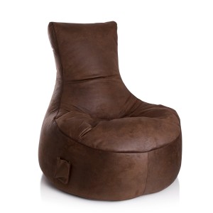 Brauner Sitting Point Sessel Cuba, 300 l, aus Lederimitat mit Seitentasche.