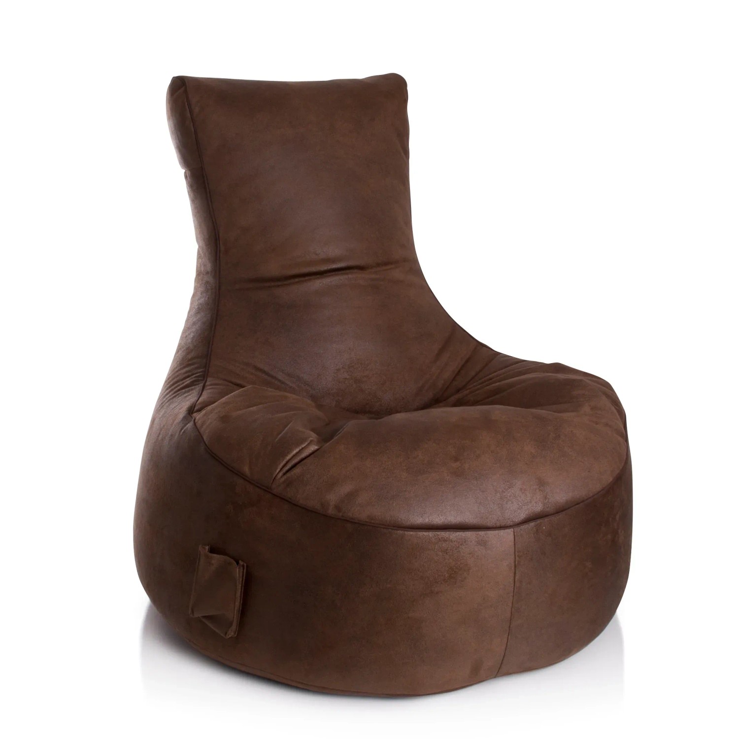 Brauner Sitting Point Sessel Cuba, 300 l, aus Lederimitat mit Seitentasche.