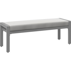 Sitzkissen Hocker für Loungegruppe Moonbeam, graues Gestell, helles Kissen.