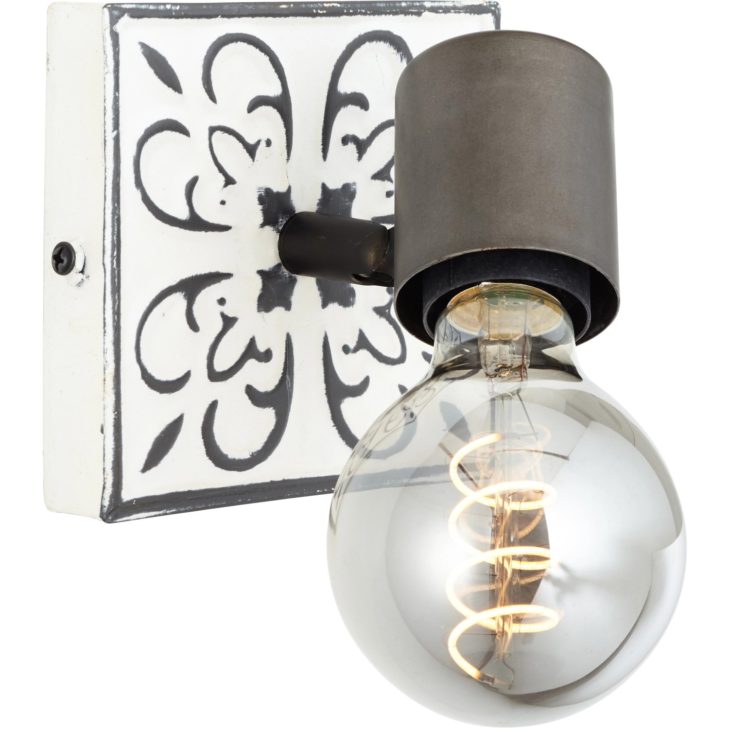 Brilliant Spot Vagos, 1-flammig, schwarz-weiß, Wandleuchte im Vintage-Design.