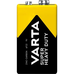 Gelb-schwarze Varta Superlife 9V Batterie für Geräte mit niedrigem Stromverbrauch.