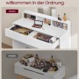 Weißer Vasagle Schminktisch mit Spiegel, Schubladen und Fächern für Make-up.