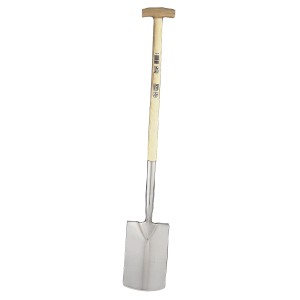 LUX Edelstahl Spaten, 105 cm, mit Holzstiel und T-Griff für Gartenarbeiten.