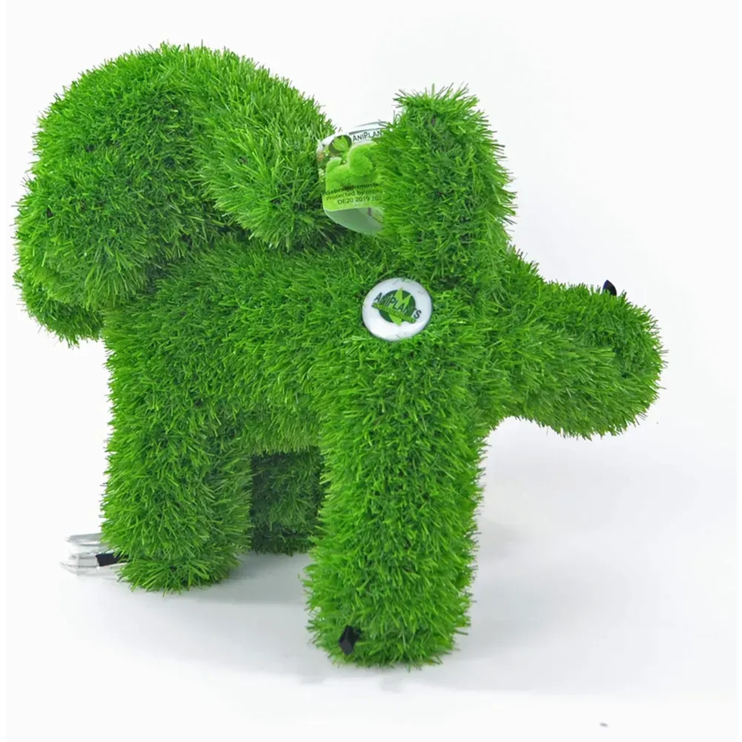 Grüne AniPlants Gartenfigur Hund, pinkelnd, 35 cm. Dekorative Gartendeko im Gras-Look.