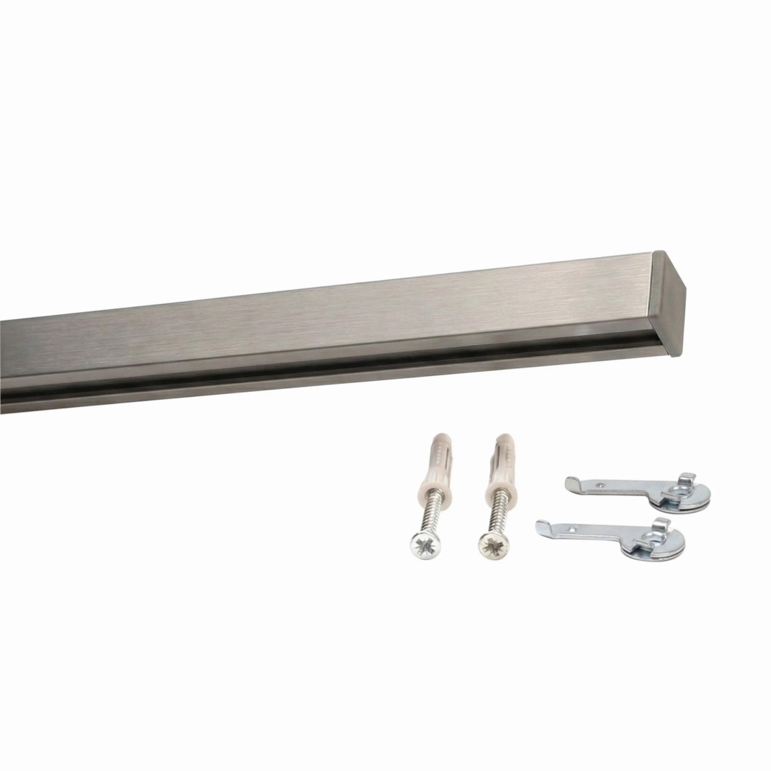 Edelstahl-optik Gardinenschiene Square, 1-läufig, mit Befestigungsmaterial für Deckenmontage. Dekoartikel.