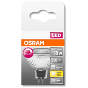 Osram GU5.3 LED Leuchtmittel, 8W, warmweiß, dimmbar. Energiesparende Lampe für Wohnräume.