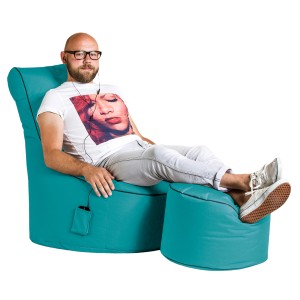 Sitting Point Sessel Scuba Petrol mit Fußhocker, Bezug wasserabweisend, mit Seitentasche.