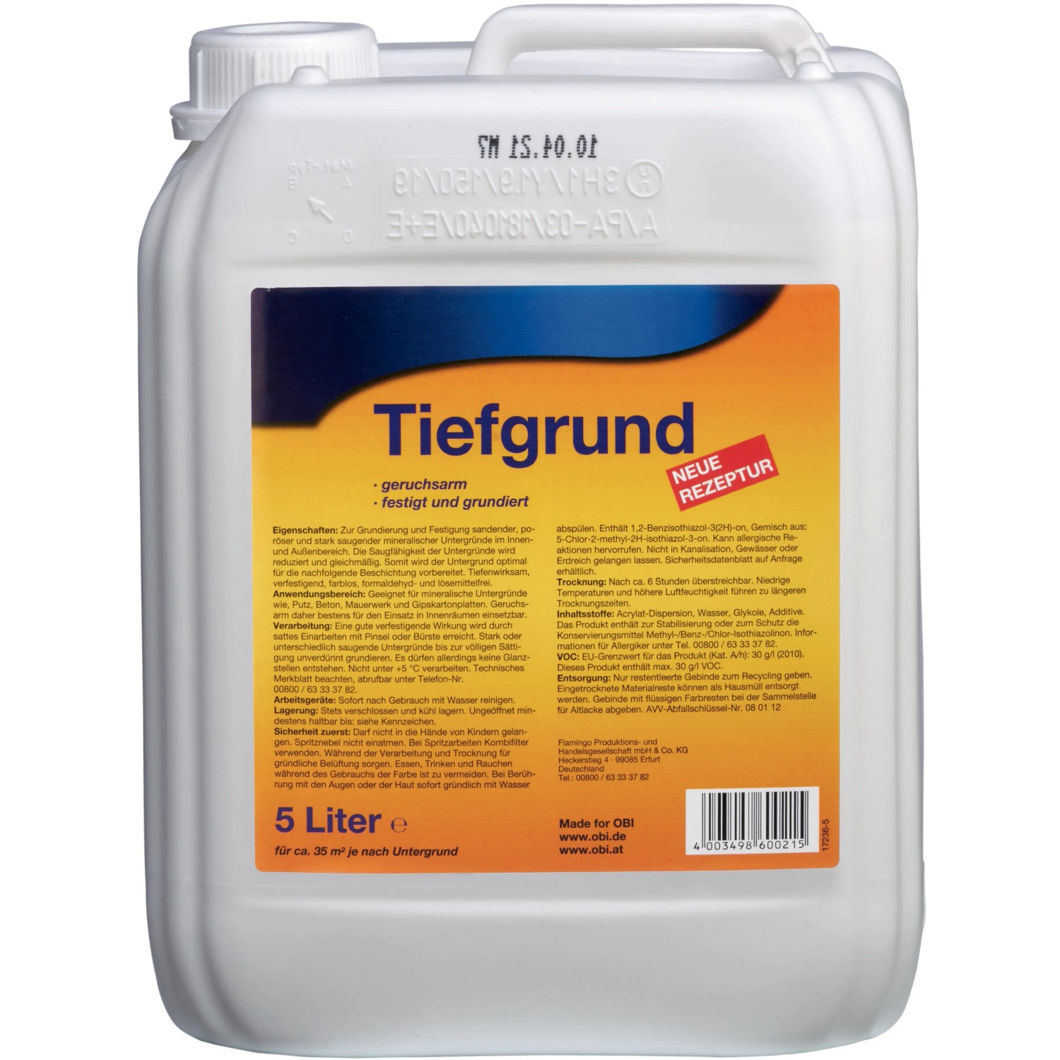 5 l Tiefgrund für Putz, Beton und Mauerwerk. Grundierung zur Vorbereitung für nachfolgende Beschichtung.