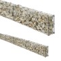 Gabionen Mauergitter Set, verzinkt, 464x20x10 cm, inkl. Bodenanker, gefüllt mit Steinen.
