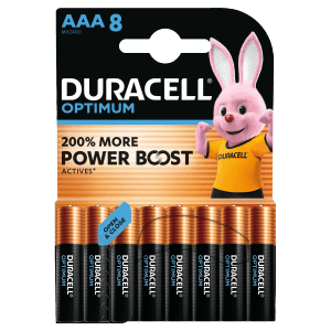 Duracell Optimum AAA Batterien, 8er-Pack. Alkaline-Batterien mit verbesserter Leistung.