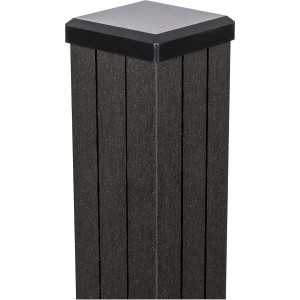 GroJa Pfosten Solid-Fertigzaun mit Pfostenkappe 300 cm x 7 cm x 7 cm Anthrazit