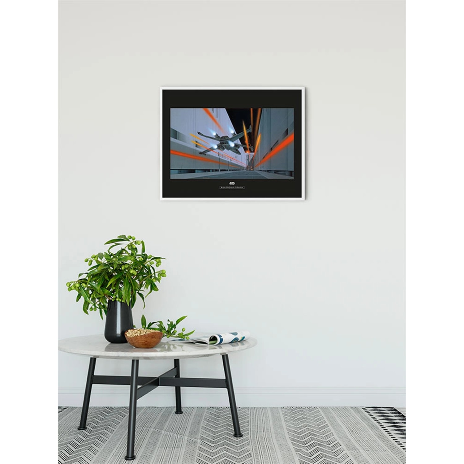 Komar Wandbild Star Wars Trench, 70x50 cm, mit X-Wing im Raumschiffgraben.