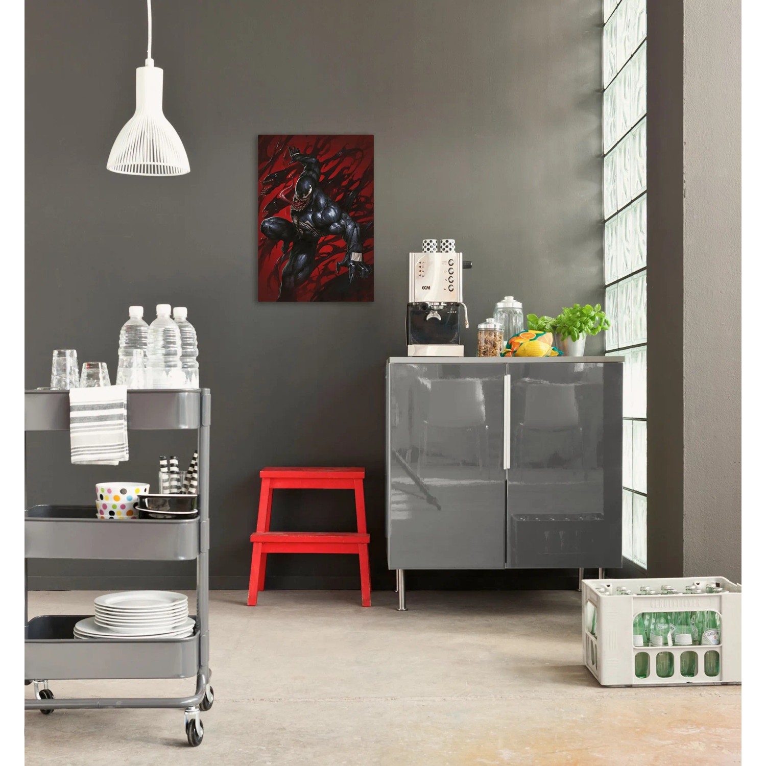 Komar Keilrahmenbild Marvel Venom Symbiont Rot, 40x60cm, Leinwand auf Holzrahmen.