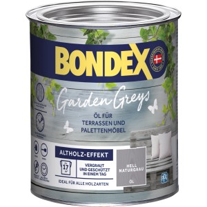 Dose Bondex Garden Greys Öl Hell Naturgrau 750ml für Holz im Außenbereich.