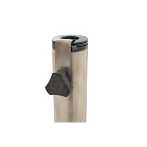 Detailaufnahme: Grauer Siena Garden Schirmständer Ennio mit Feststellschraube.