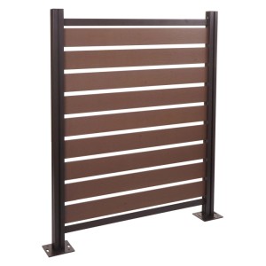 MCW Alu Mülltonnenzaun K57 braun, 130x110x6cm, mit Latten und Pfosten