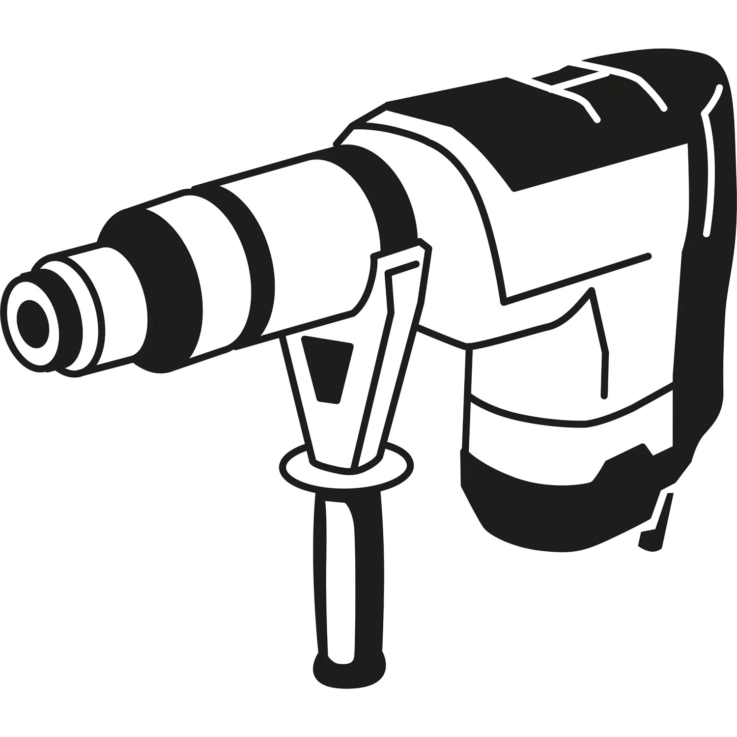 Schwarz-weiße Illustration eines Bosch Expert Hammerbohrers SDS Plus-7X.