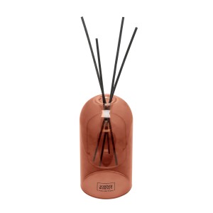 Schöner Wohnen Raumduft Sandalwood im bernsteinfarbenen Glas mit Duftstäbchen.