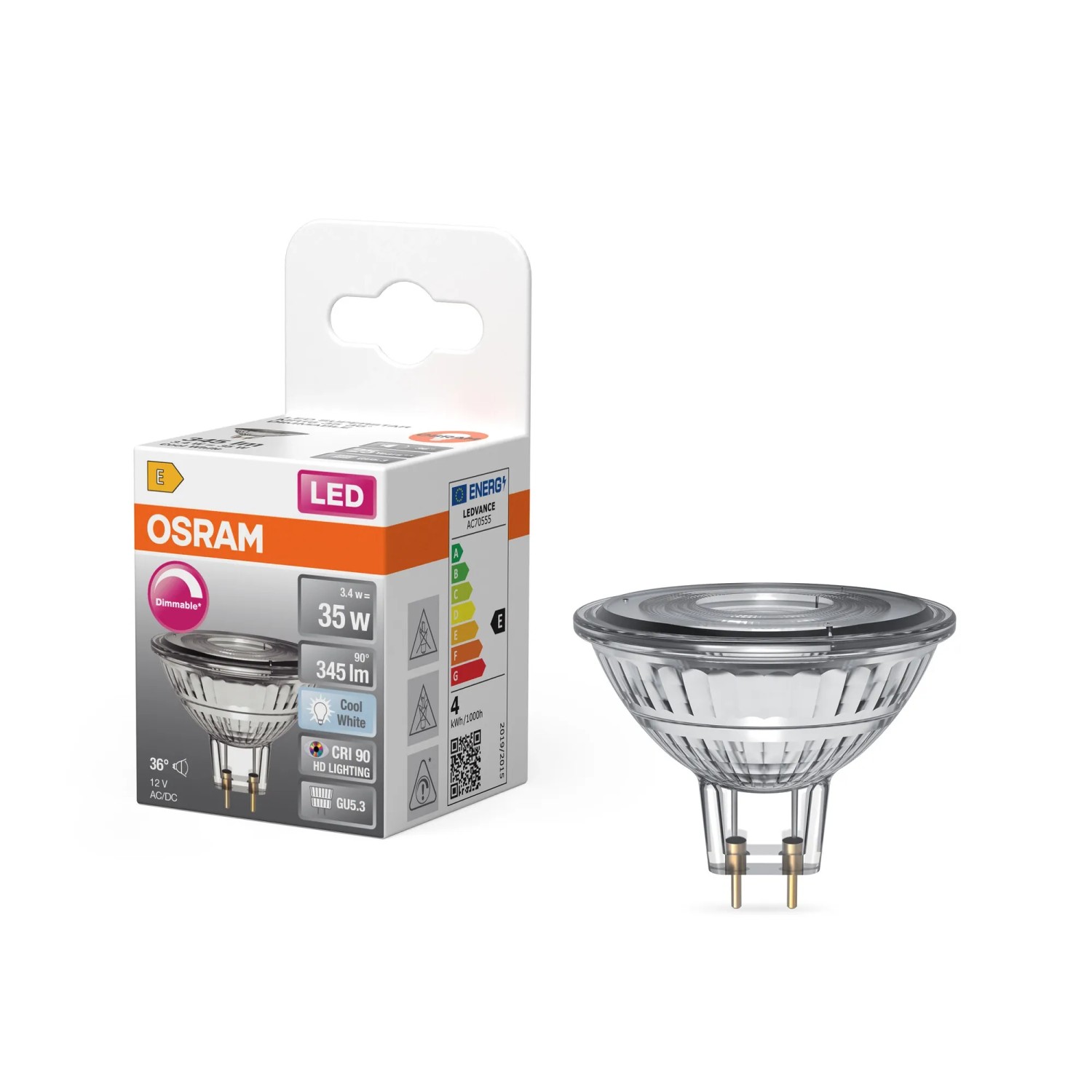 Osram LED GU5.3 Spot MR16, 3,4W, neutralweiß, dimmbar, mit Verpackung.
