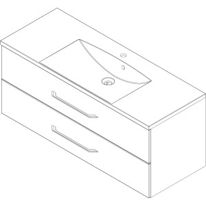 Fackelmann Einzelwaschtisch B.Clever, 120 cm, Weiß Hochglanz, mit zwei Schubladen.